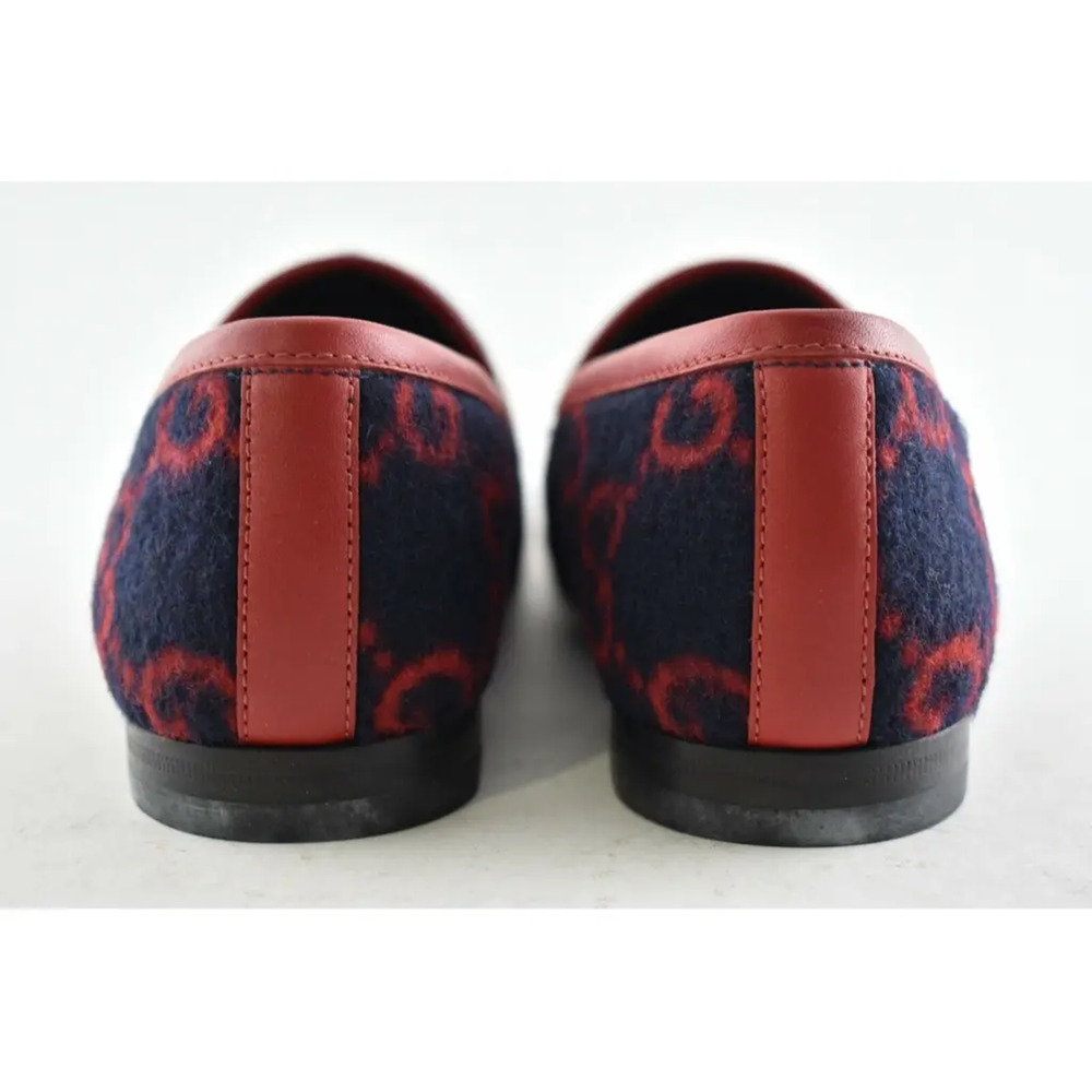 Gucci New Jordaan Wool Blue Red GG Logo Horsebit Loafer Mule Slipper Flat 38 - Picture 11 of 12